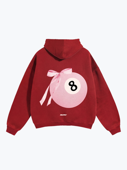 AVYN Lucky Bow oversized heavyweight hoodie in red, single bow design