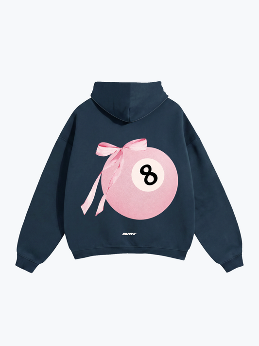 AVYN Lucky Bow oversized heavyweight hoodie in navy, single bow design