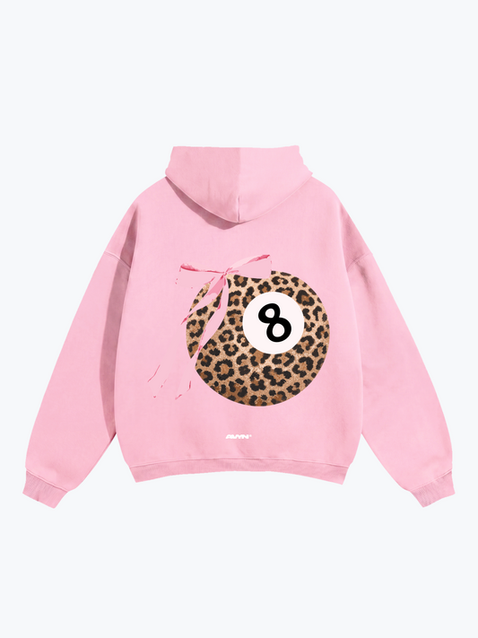 AVYN Lucky Bow Leopard oversized heavyweight hoodie in pink, leopard print bow